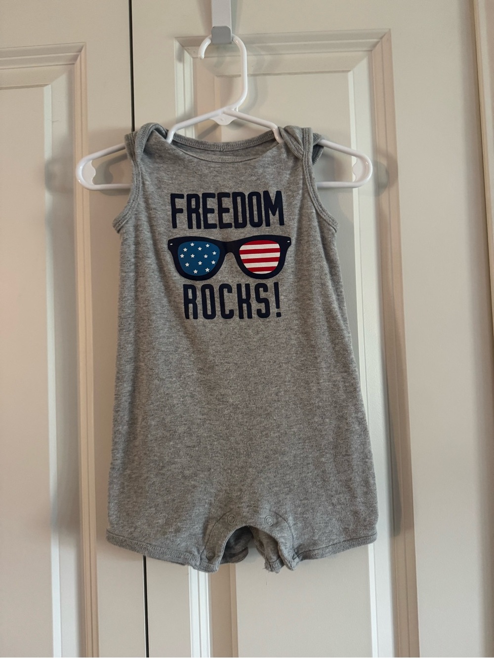 Carter's Gray Sleeveless Romper with American Sunglasses Graphic